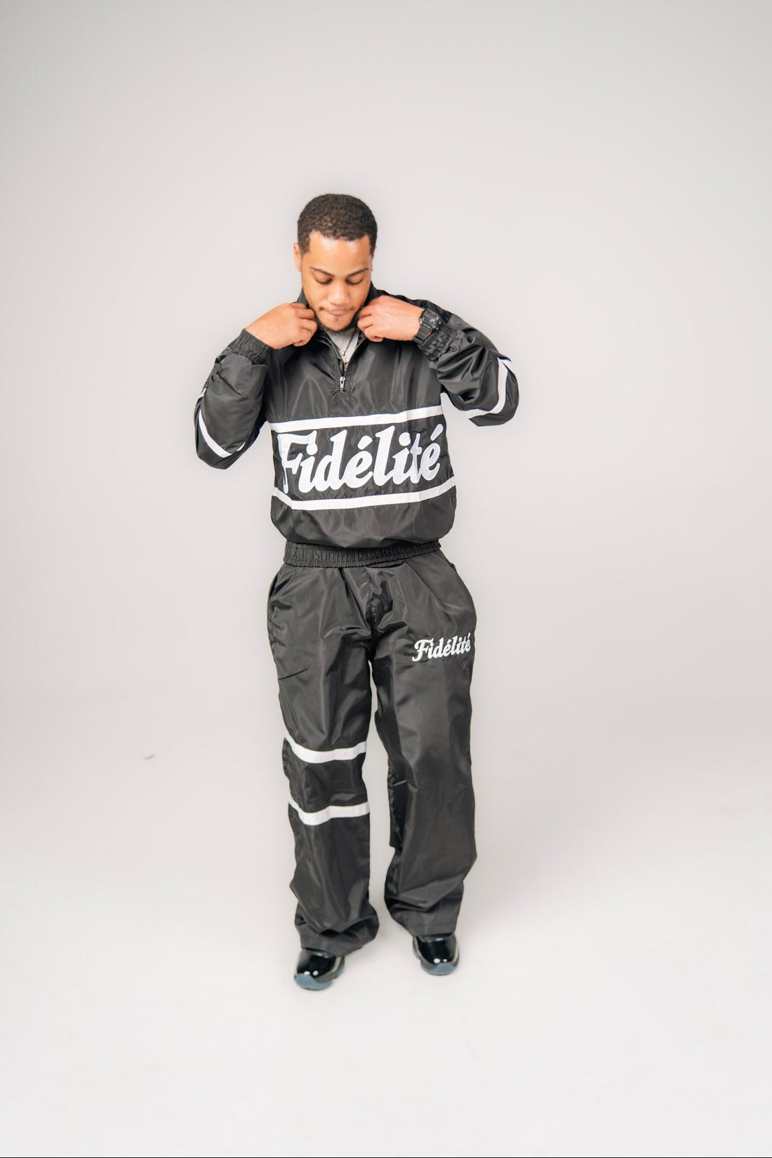 Black Windbreaker Set